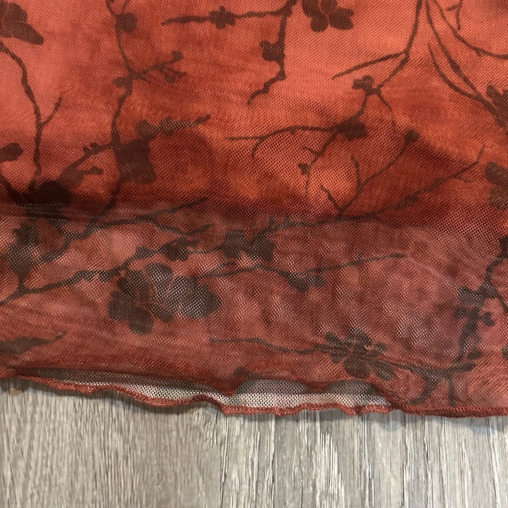 Cider Floral Lace overlay  Skirt - orange size small - Picture 3 of 8